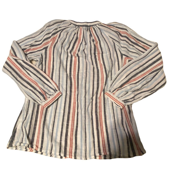 Time and Tru All Cotton Long Sleeve Peasant Style Stripe Womens top blouse S 4-6 - Picture 6 of 10